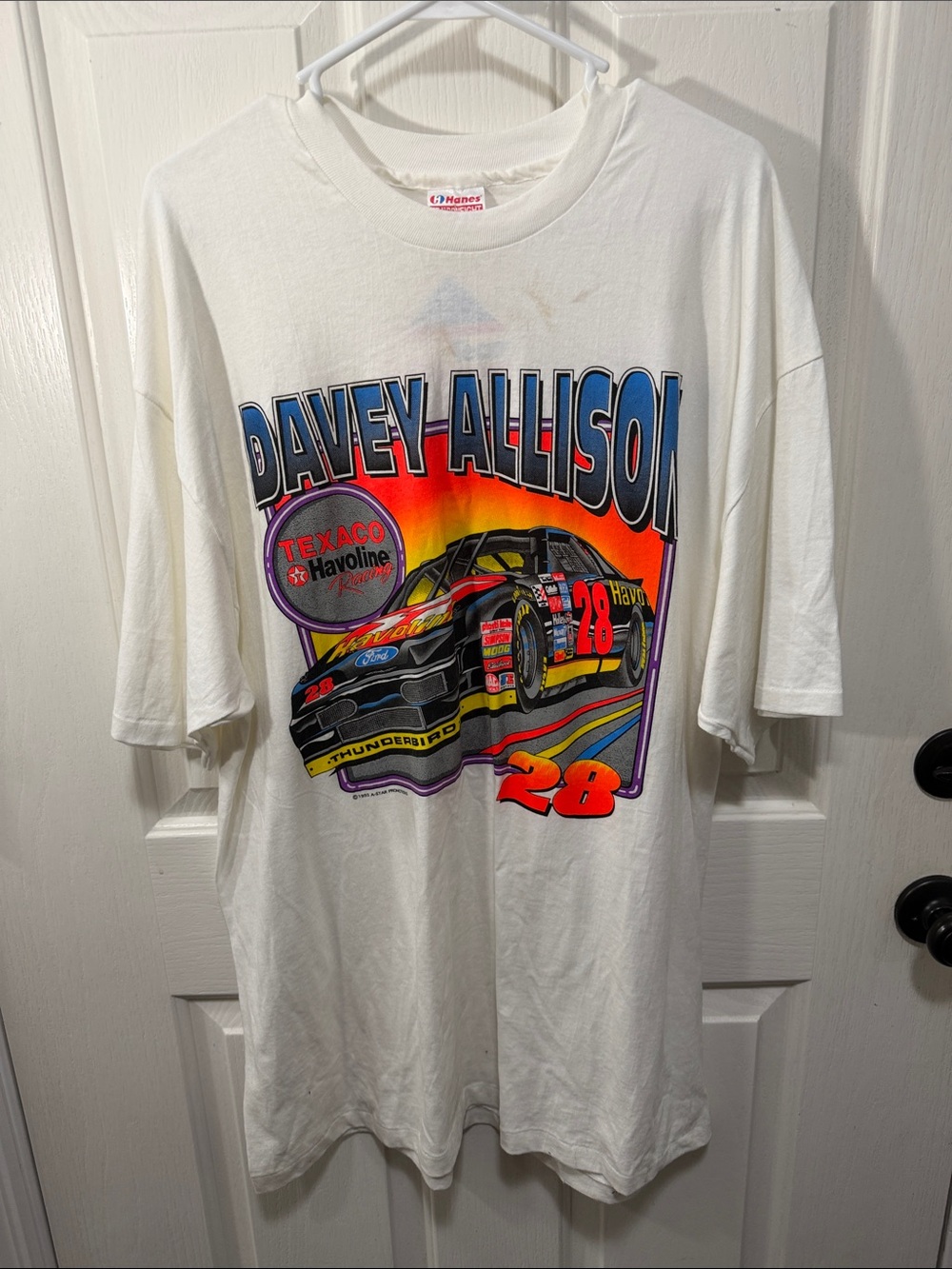 Davey Allison Vintage Racing Graphic Tee Single Stitch- White